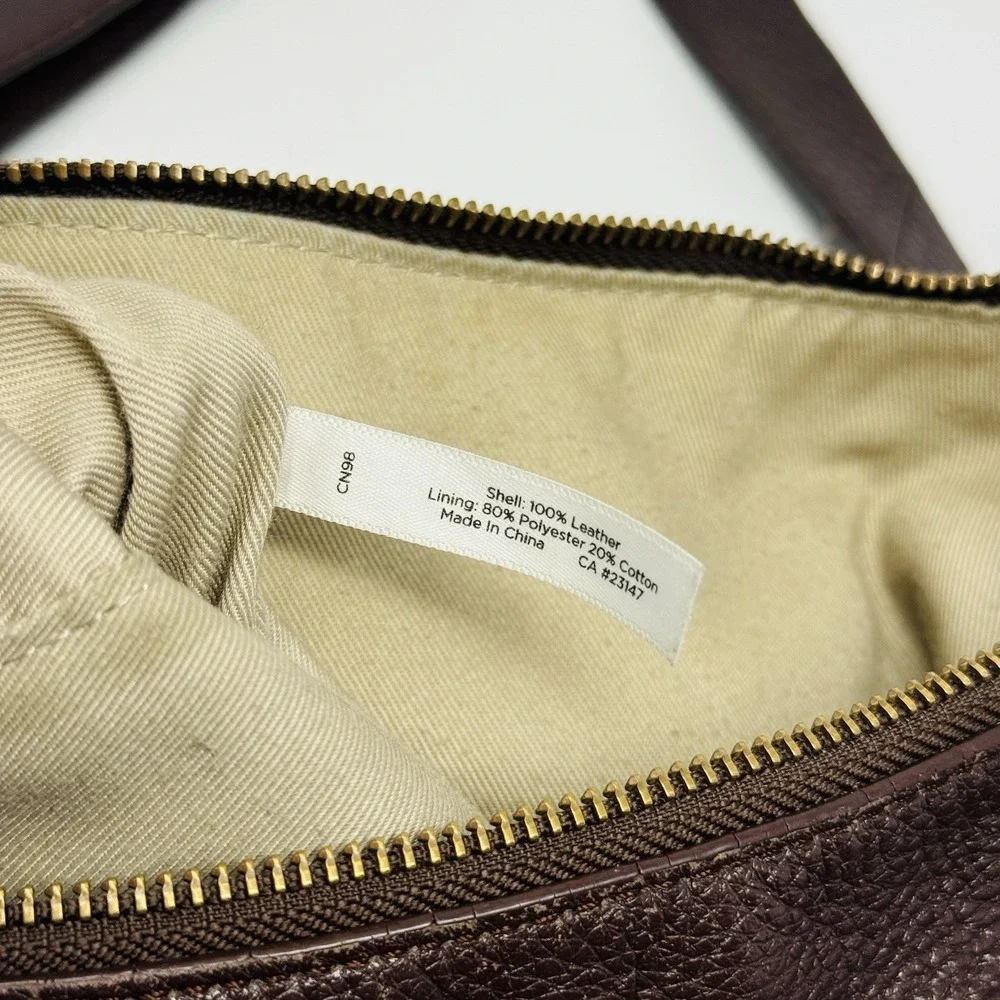 Talbots Leather Shoulder Bag Womens One Size Brown‎ Hobo Purse Zip Classic
